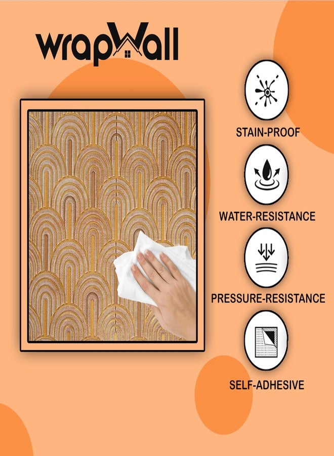 WrapWall 3D New Wallpaper PE Foam self Adhesive Design Wall Stickers/DIY Wallpaper for Home Hotel Living Room Bedroom Cafe Decor || Size 70 * 70 cm (Scallop-Brown-8, 1) - Image 2